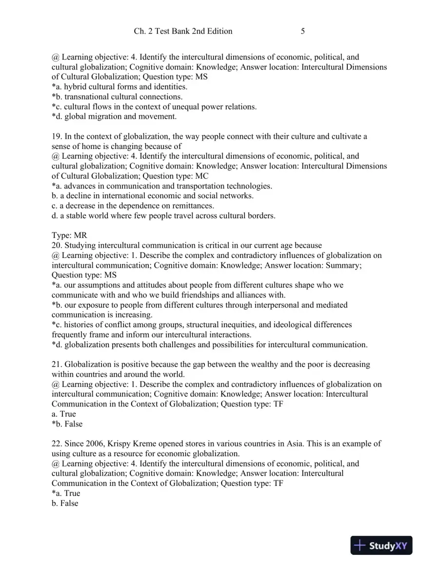 Intercultural Communication: Globalization and Social Justice Second Edition Test Bank, page 14
