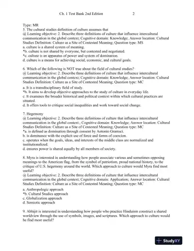 Intercultural Communication: Globalization and Social Justice Second Edition Test Bank - Page 3 preview image