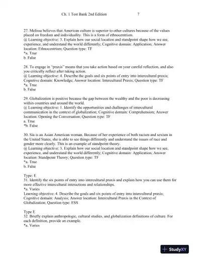 Intercultural Communication: Globalization and Social Justice Second Edition Test Bank - Page 8 preview image