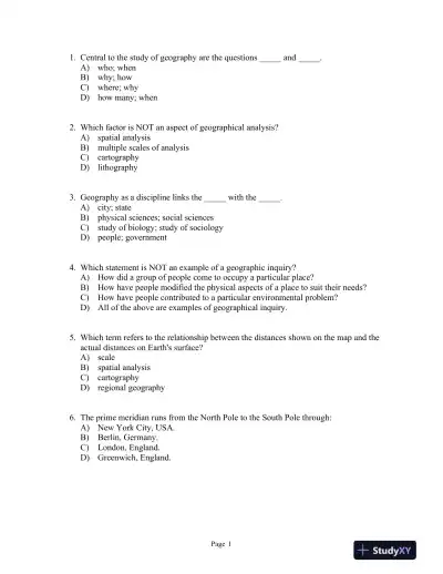World Regional Geography Without Subregions: Global Patterns, Local Lives Seventh Edition Test Bank - Page 1 preview image