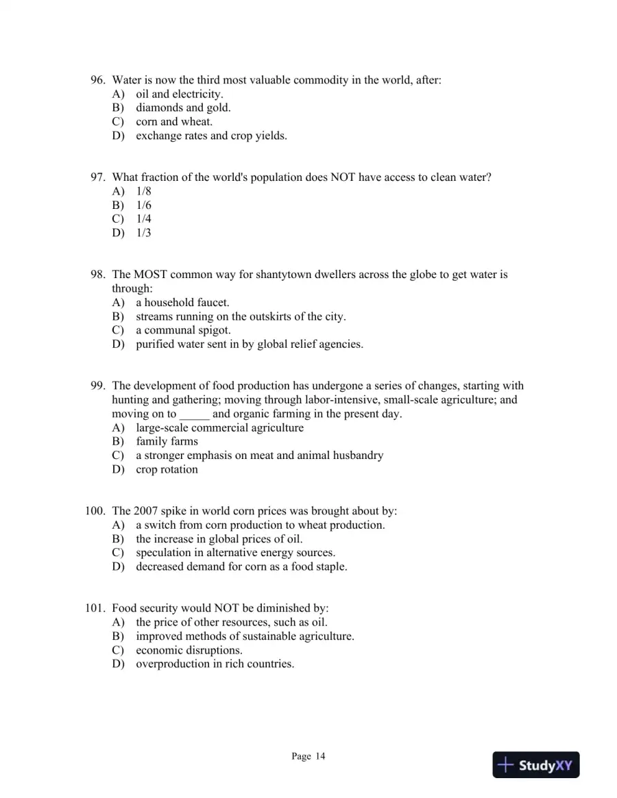 World Regional Geography Without Subregions: Global Patterns, Local Lives Seventh Edition Test Bank, page 15