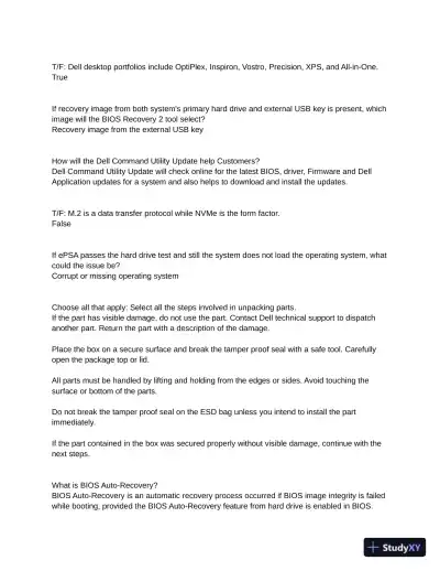 2021 Dell Client Foundations Practice Exam with Answers (69 Solved Questions) - Page 3 preview image