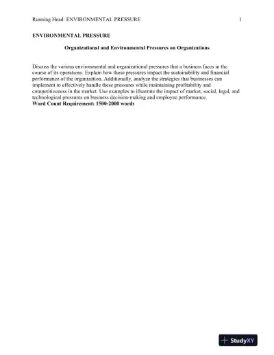 Organizational and Environmental Pressures on Organizations - Page 1 preview image