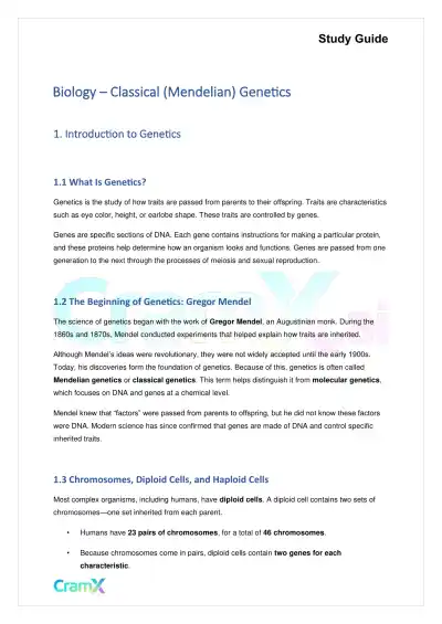 Biology - Classical (Mendelian) Genetics - Page 1 preview image