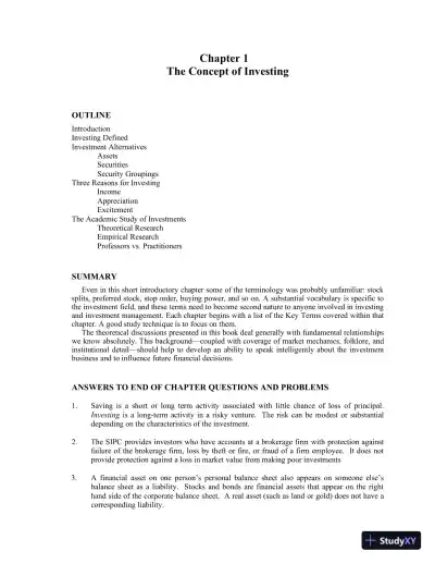 Practical Investment Management 4th Edition Solution Manual - Page 1 preview image