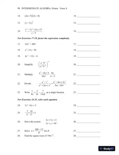 Test Bank for Intermediate Algebra, 13th Edition - Page 4 preview image
