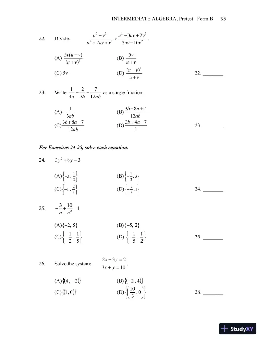 Test Bank for Intermediate Algebra, 13th Edition, page 9
