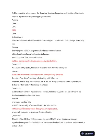 HSA 520 Health Management Information Systems (HMIS) Final Exam: Concepts and Applications in Healthcare - Page 3 preview image