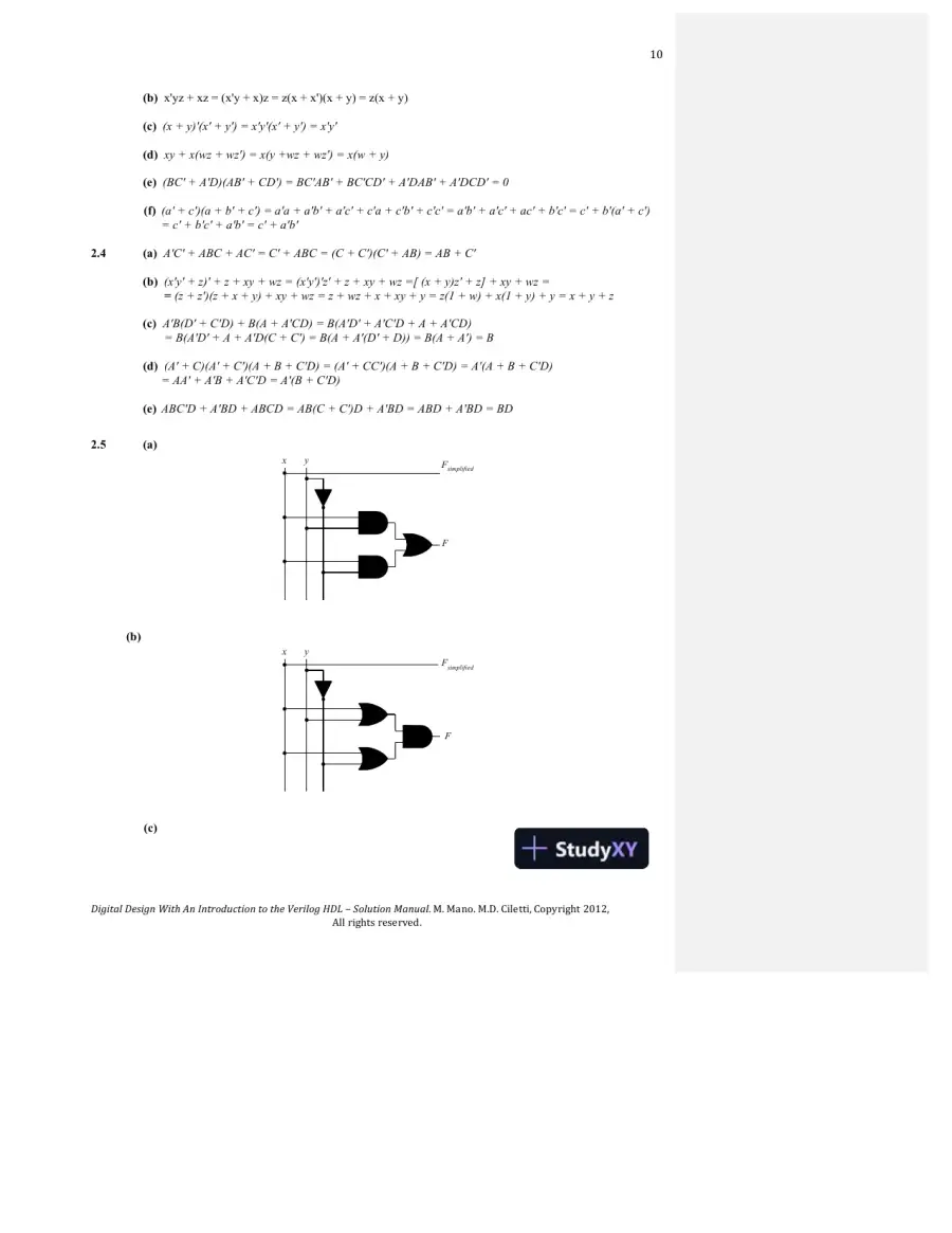 Solution Manual For Digital Design, 5th Edition, page 10