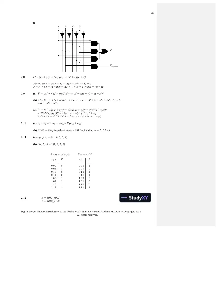 Solution Manual For Digital Design, 5th Edition, page 15