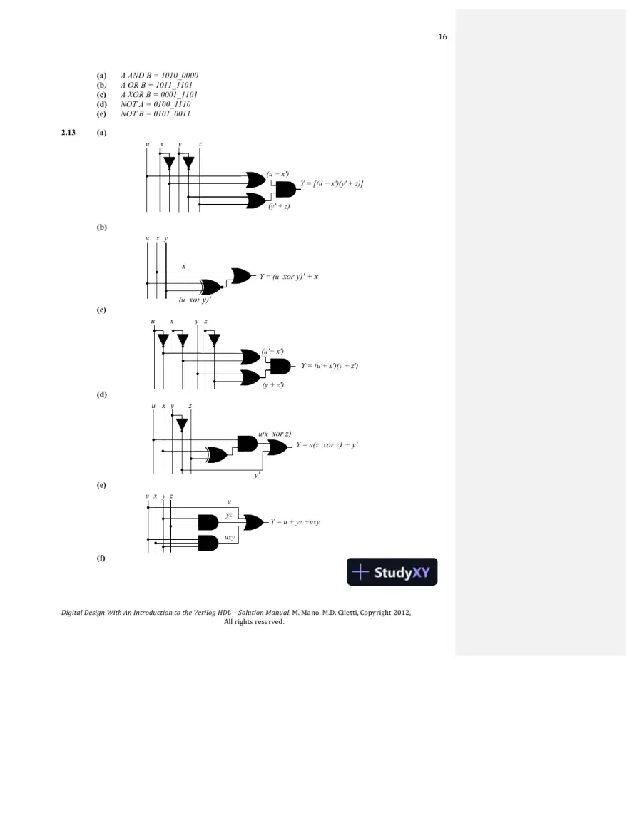 Solution Manual For Digital Design, 5th Edition, page 16