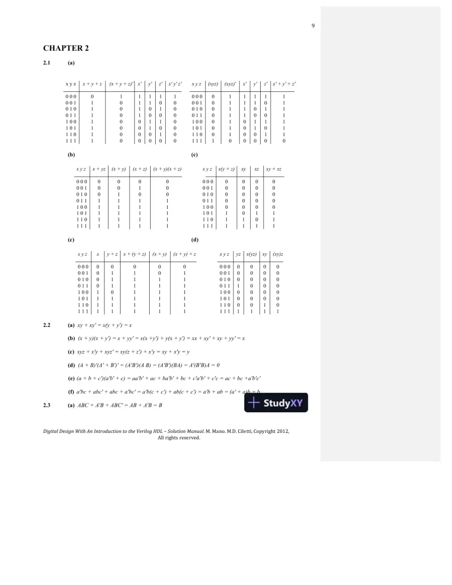 Solution Manual For Digital Design, 5th Edition, page 9