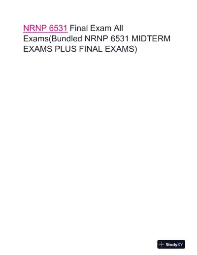 NRNP6531 Clinical Analysis Final Exam Mid Exam With Answers (721 Solved Questions) - Page 1 preview image