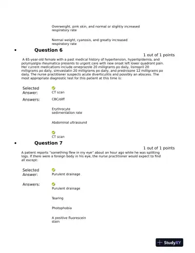 NRNP6531 Clinical Analysis Final Exam Mid Exam With Answers (721 Solved Questions) - Page 5 preview image