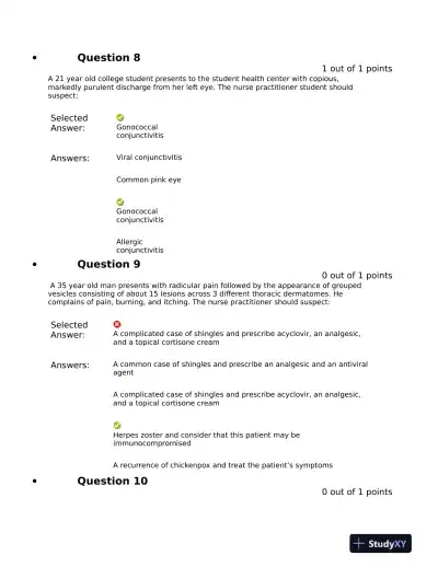 NRNP6531 Clinical Analysis Final Exam Mid Exam With Answers (721 Solved Questions) - Page 6 preview image