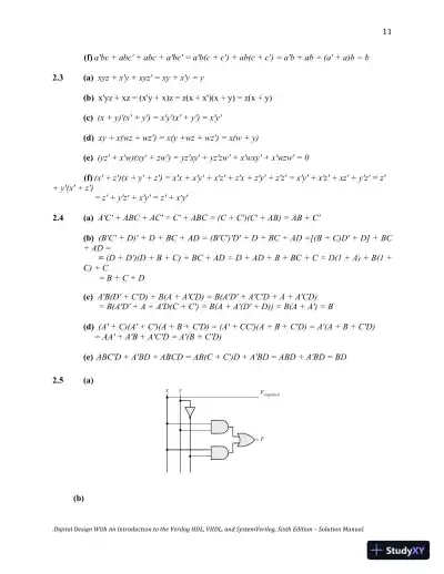 Digital Design: With an Introduction to the Verilog HDL, VHDL, and SystemVerilog, 6th Edition Solution Manual - Page 12 preview image