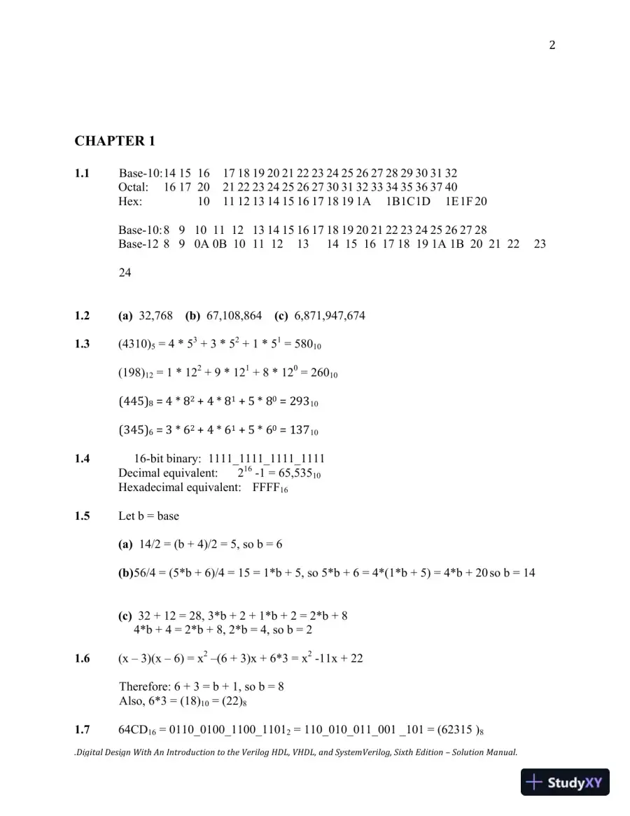 Digital Design: With an Introduction to the Verilog HDL, VHDL, and SystemVerilog, 6th Edition Solution Manual, page 3