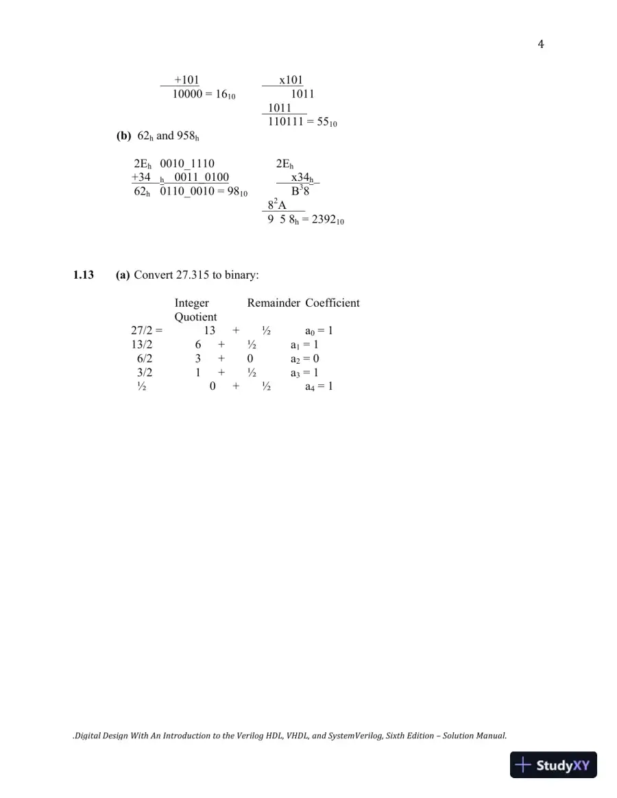 Digital Design: With an Introduction to the Verilog HDL, VHDL, and SystemVerilog, 6th Edition Solution Manual, page 5