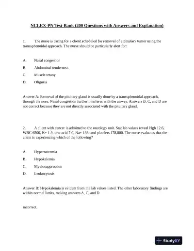 NCLEX Critical Care Practice Exam With Answers (200 Solved Questions) - Page 1 preview image