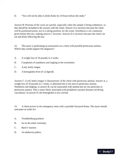 NCLEX Critical Care Practice Exam With Answers (200 Solved Questions) - Page 11 preview image