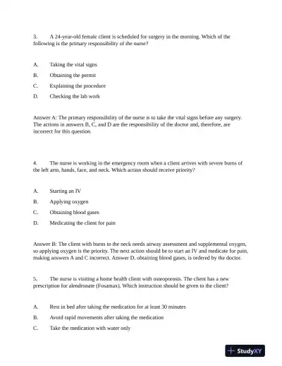 NCLEX Critical Care Practice Exam With Answers (200 Solved Questions) - Page 3 preview image