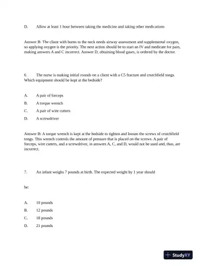 NCLEX Critical Care Practice Exam With Answers (200 Solved Questions) - Page 4 preview image
