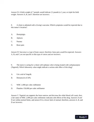 NCLEX Critical Care Practice Exam With Answers (200 Solved Questions) - Page 5 preview image