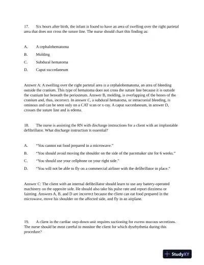 NCLEX Critical Care Practice Exam With Answers (200 Solved Questions) - Page 9 preview image