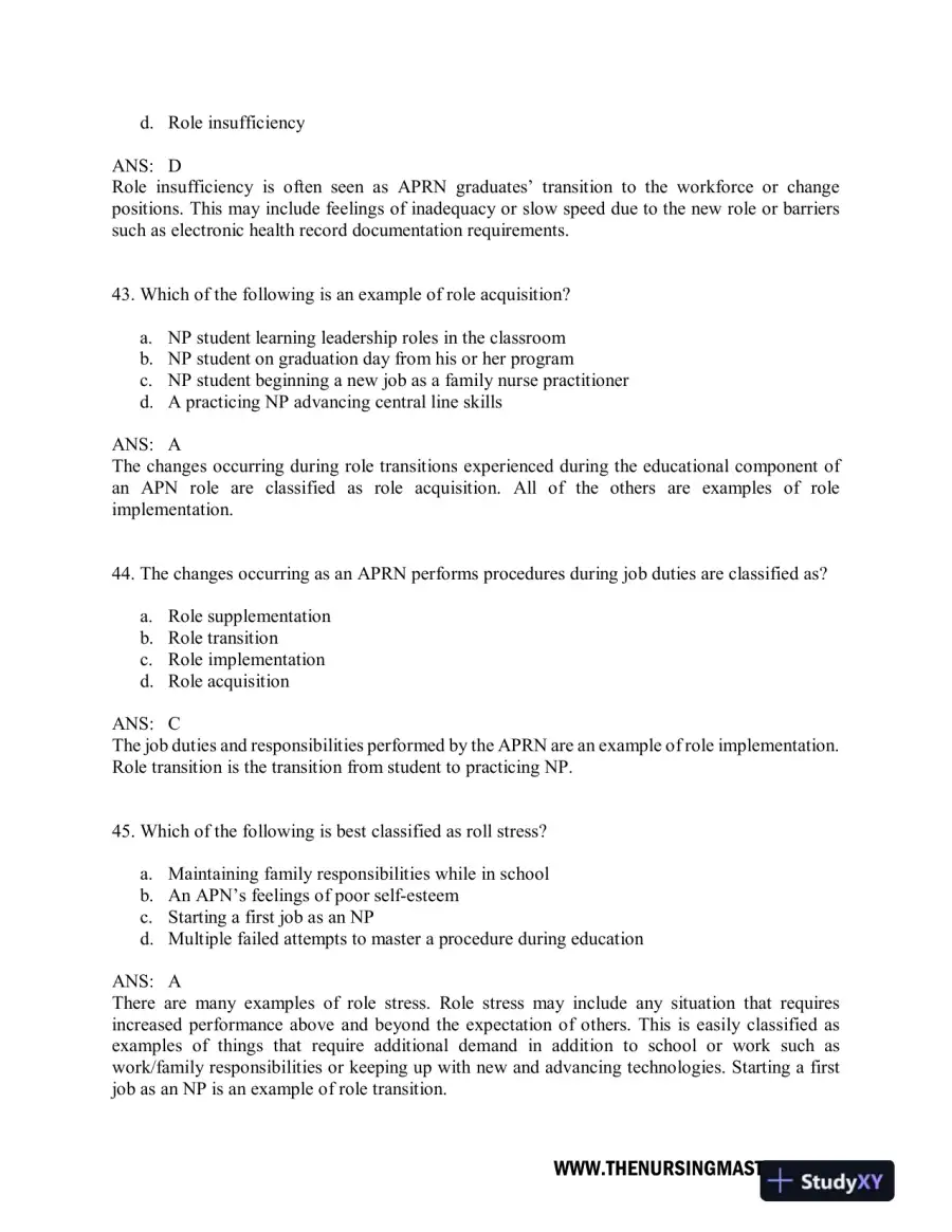 Test Bank For Hamric and Hanson's Advanced Practice Nursing, 6th Edition, page 16