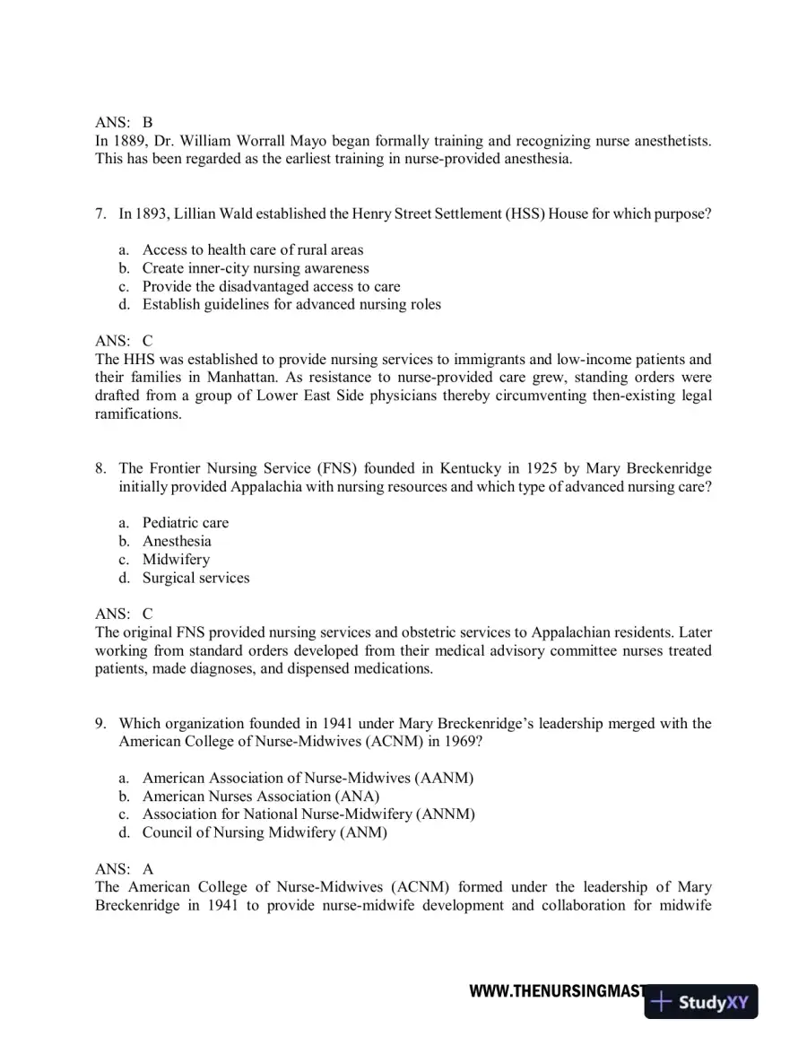 Test Bank For Hamric and Hanson's Advanced Practice Nursing, 6th Edition, page 4