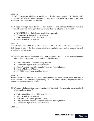 Test Bank For Hamric and Hanson's Advanced Practice Nursing, 6th Edition - Page 7 preview image