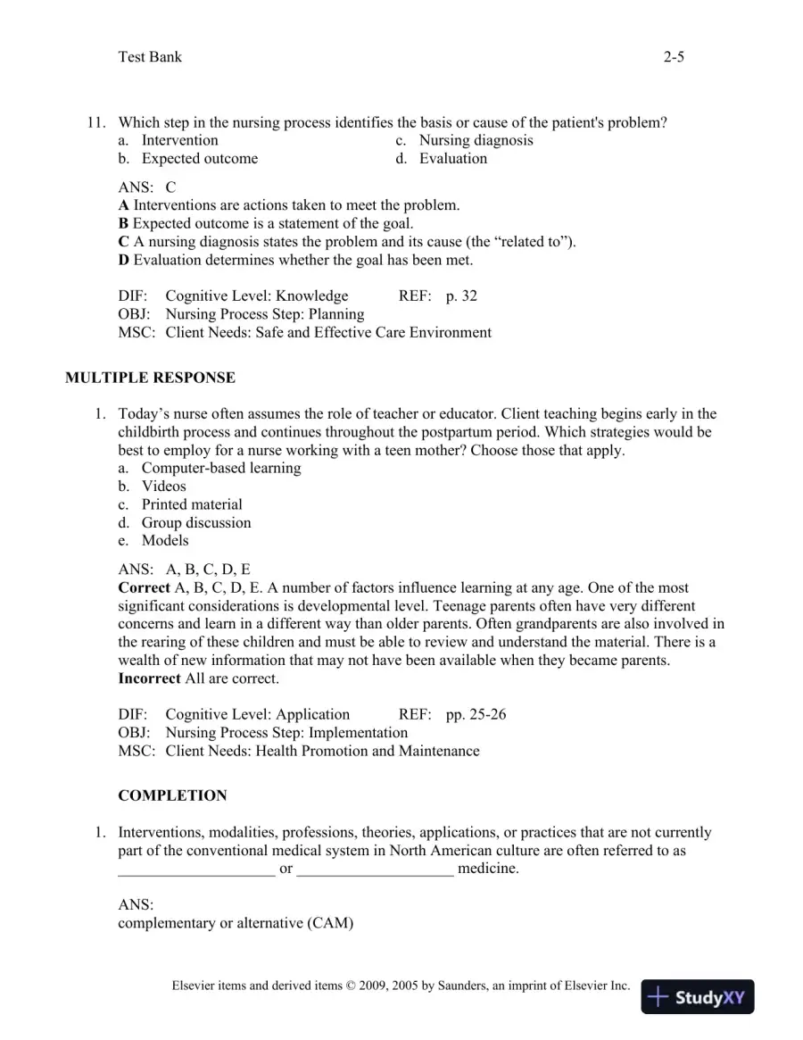 Maternal-Child Nursing 3rd Edition Test Bank, page 15