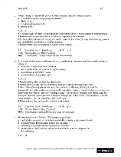 Maternal-Child Nursing 3rd Edition Test Bank - Page 3 preview image