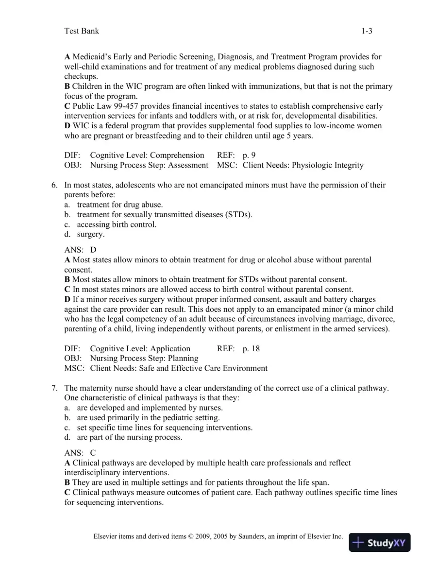 Maternal-Child Nursing 3rd Edition Test Bank, page 4