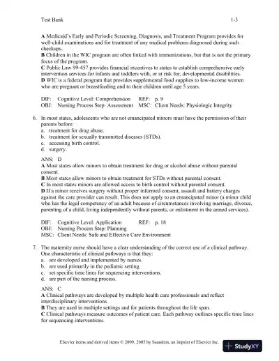Maternal-Child Nursing 3rd Edition Test Bank - Page 4 preview image
