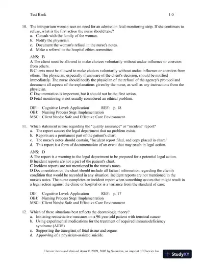 Maternal-Child Nursing 3rd Edition Test Bank - Page 6 preview image