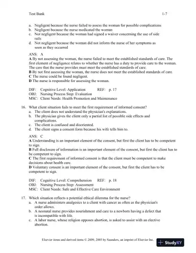 Maternal-Child Nursing 3rd Edition Test Bank - Page 8 preview image
