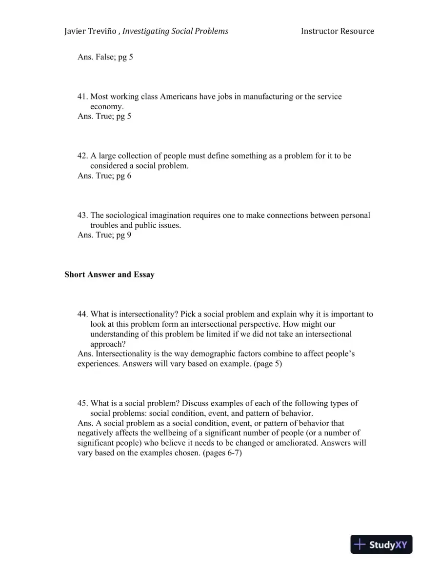 Investigating Social Problems 1st Edition Test Bank, page 11