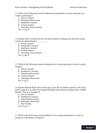 Investigating Social Problems 1st Edition Test Bank - Page 5 preview image