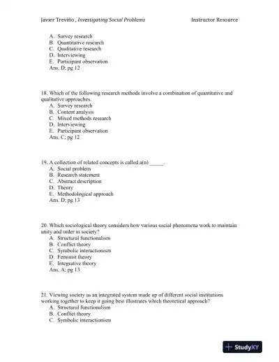 Investigating Social Problems 1st Edition Test Bank - Page 6 preview image