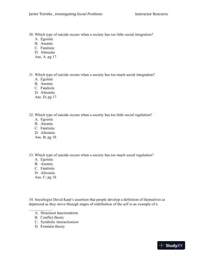 Investigating Social Problems 1st Edition Test Bank - Page 9 preview image