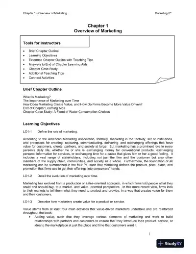 Solution Manual for Marketing, 8th Edition - Page 1 preview image