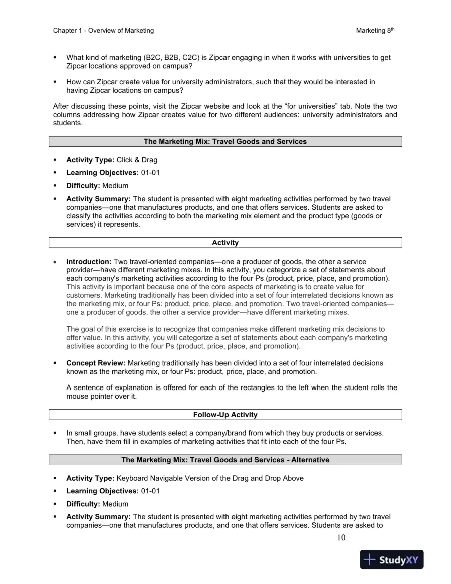 Solution Manual for Marketing, 8th Edition, page 11