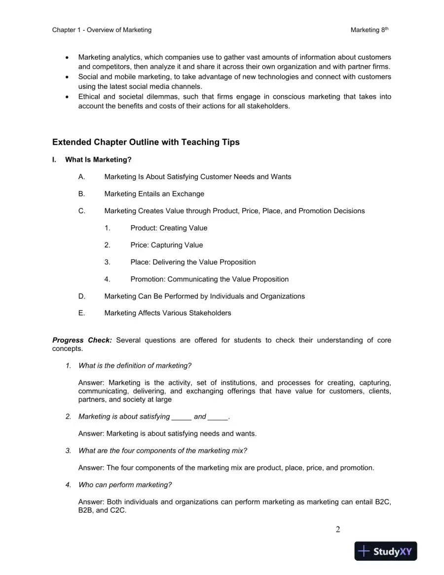 Solution Manual for Marketing, 8th Edition, page 3