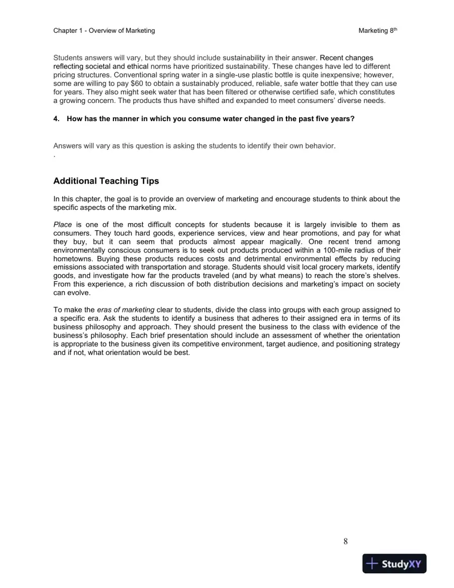 Solution Manual for Marketing, 8th Edition, page 9