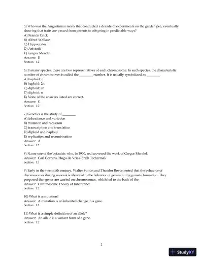 Concepts of Genetics, 11th Edition Test Bank - Page 3 preview image