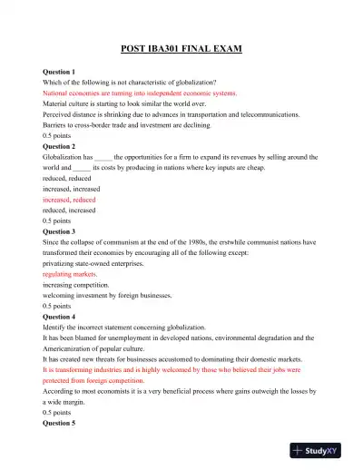 POST IBA301 Final Exam - Page 1 preview image