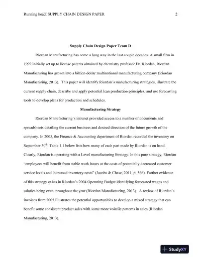 OPS/571 Supply Chain Design Paper - Page 3 preview image