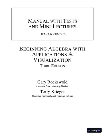 Solution Manual for Beginning Algebra with Applications and Visualization, 3rd Edition - Page 1 preview image