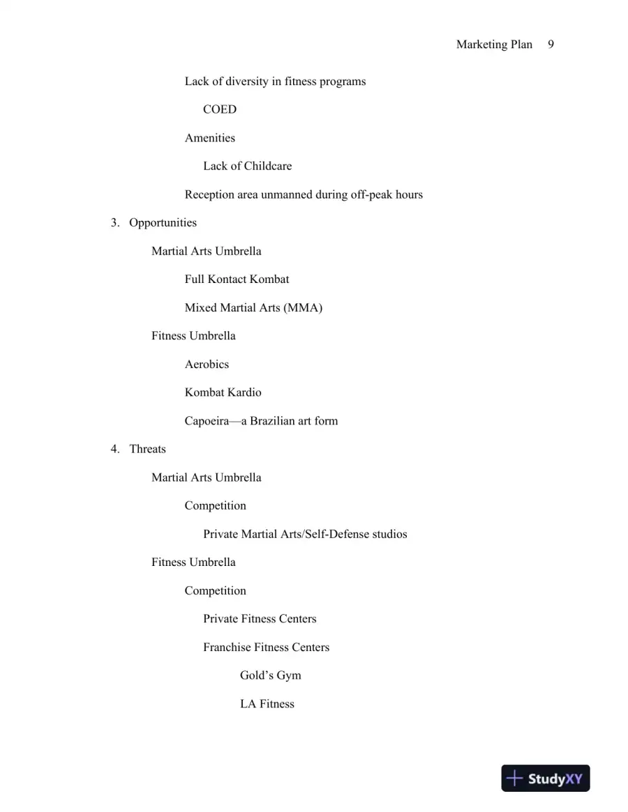 MBA570 Marketing Plan: Elite Martial Arts and Fitness - University of Phoenix, page 10